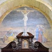 La crucifixion. De G. à D. Madeleine et Marie soutenue par St Jean