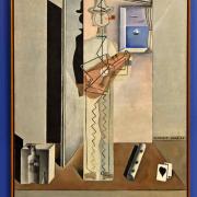 1925-Pierrot jouant de la guitare (Peinture cubiste) huile sur toile