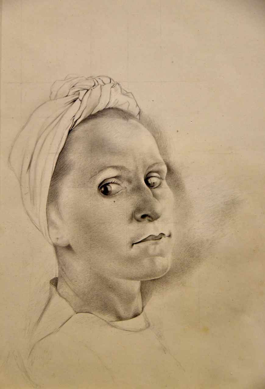 1939-Portrait de Gala au turban-Crayon sur papier