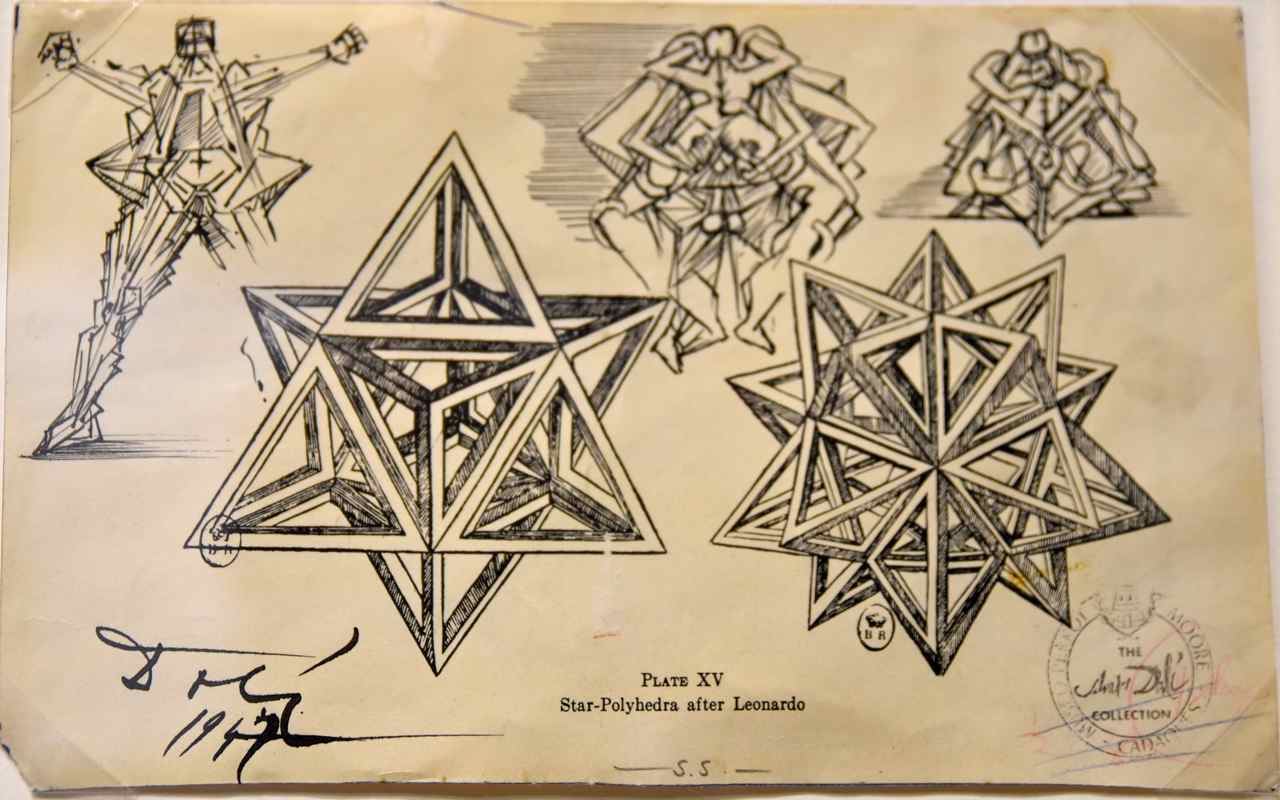 1947-Etoille-polyèdre d'après Léonard de Vinci-Encre sur papier