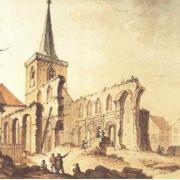 Destruction de l'abbatiale en 1802. (Henri Lebert)