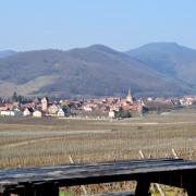 Le village de Kientzheim et à gauche le château Lazare de Schwendi