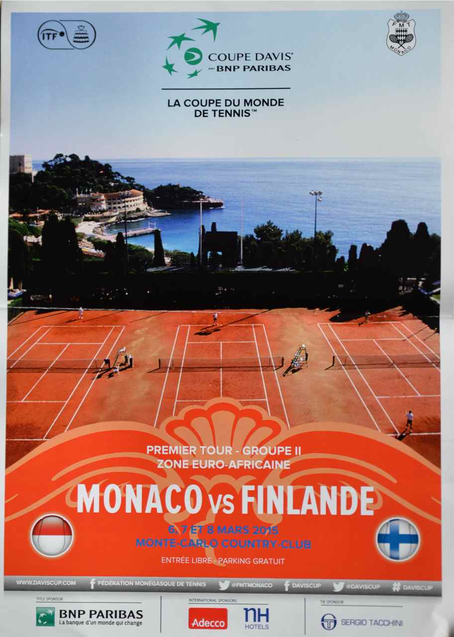 Affiche de la rencontre de Coupe-Davis Monaco vs Finlande