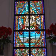 Gos plan du vitrail du choeur : Notre Dame du Mont Carmel