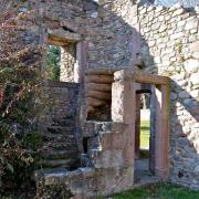 Gros plan sur l'escalier en colimaçon