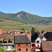 Hunawihr et les 3 châteaux de Ribeauvillé vus depuis l'église