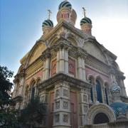 La première pierre de l'église orthodoxe russe du Christ Sauveur...