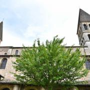 Les deux clochers occidental et du transept vus depuis le jardin monastique