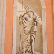 Peinture en trompe-l'oeil de Saint Roch, nourri par son chien