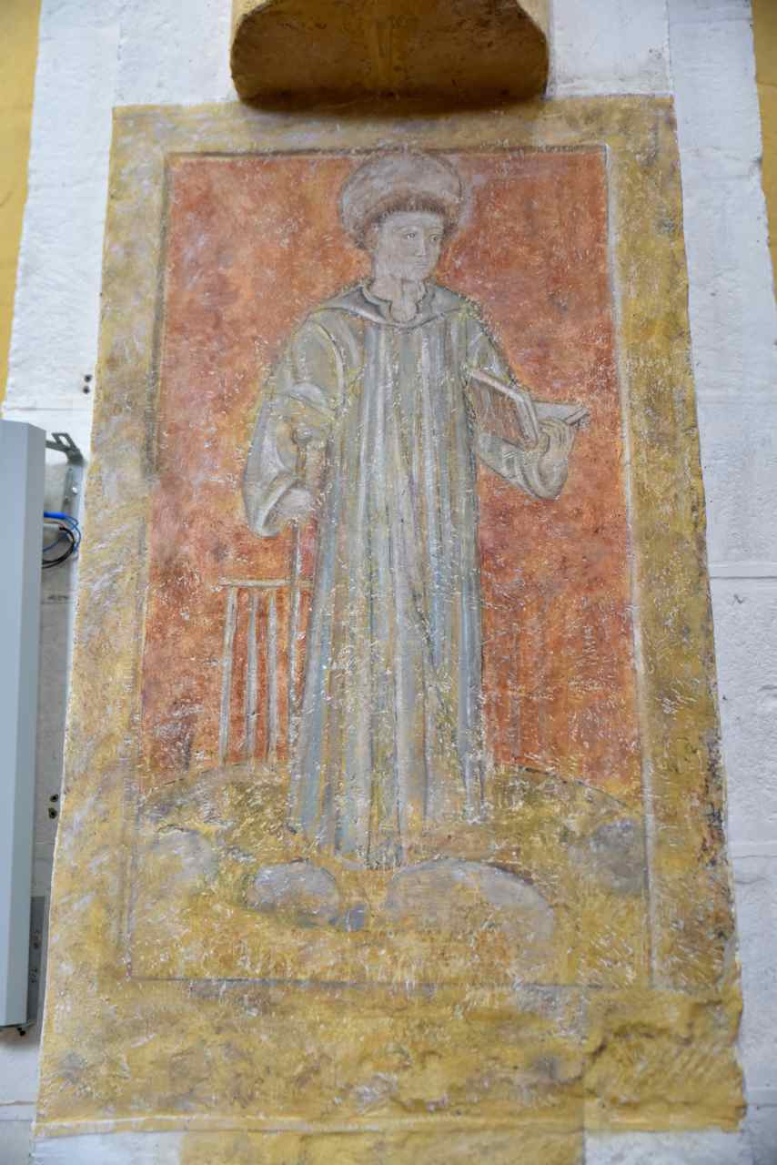 Peinture murale de St Laurent datée du XV° siècle, à côté des gisants