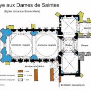Plan de l'église romane Ste Marie de Saintes en Charente-Maritime