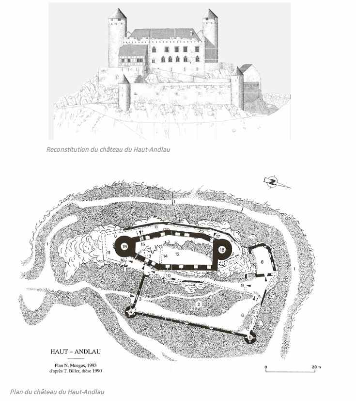 Reconstittion du château du Haut-Andlau de N.Mengus, d'après T.Biller