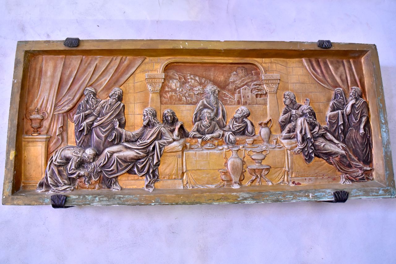 Sculpture sur bois : La sainte Cène oul Repas du Seigneur