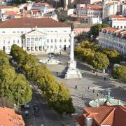 Vue sur la place de Dom Pedro et du théatre Dona Maria II